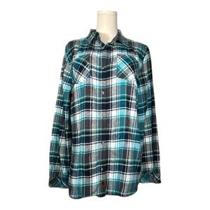 Legendary Whitetails Women's Plaid Button Down‎ Shirt - Blue and Black